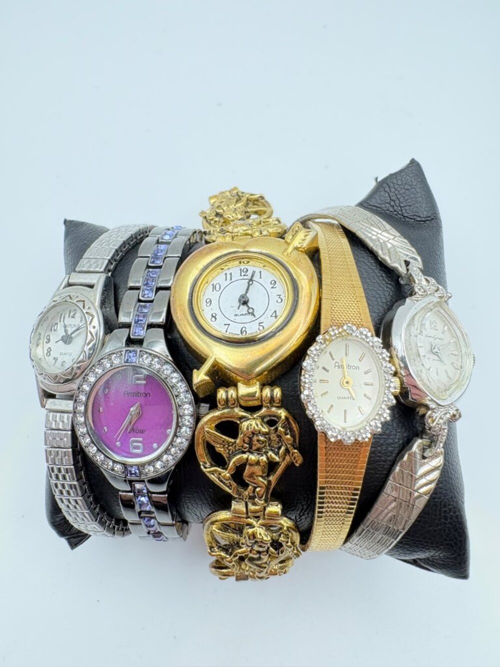 Vintage Modern Womens Wrist Watch Lot 5 Armitron Watch-It Henri Giraux Repair